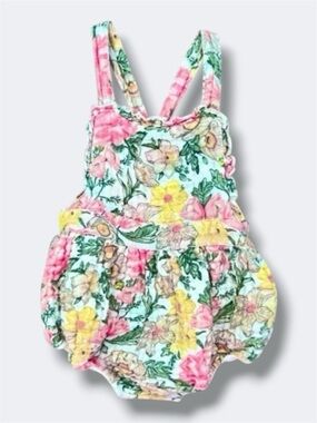 Angel Dear Bubble Romper Girls 6–12M One Piece Baby Floral Muslin Summer